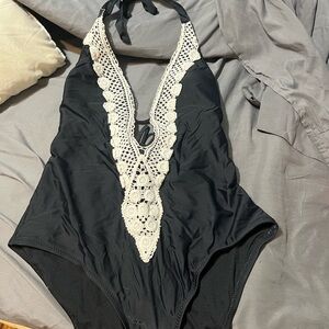 Kona Sol Black and White One Piece Swimsuit